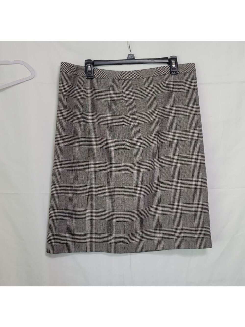 Banana Republic Plaid A-Line Skirt Sz 14 Side Button Wool Blend Black White Red - Picture 10 of 10